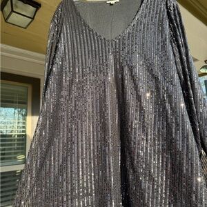 JODIFL Black and Silver Sequin Blouse